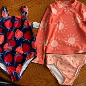 2 girls bathing suits, brand new, size 3t.